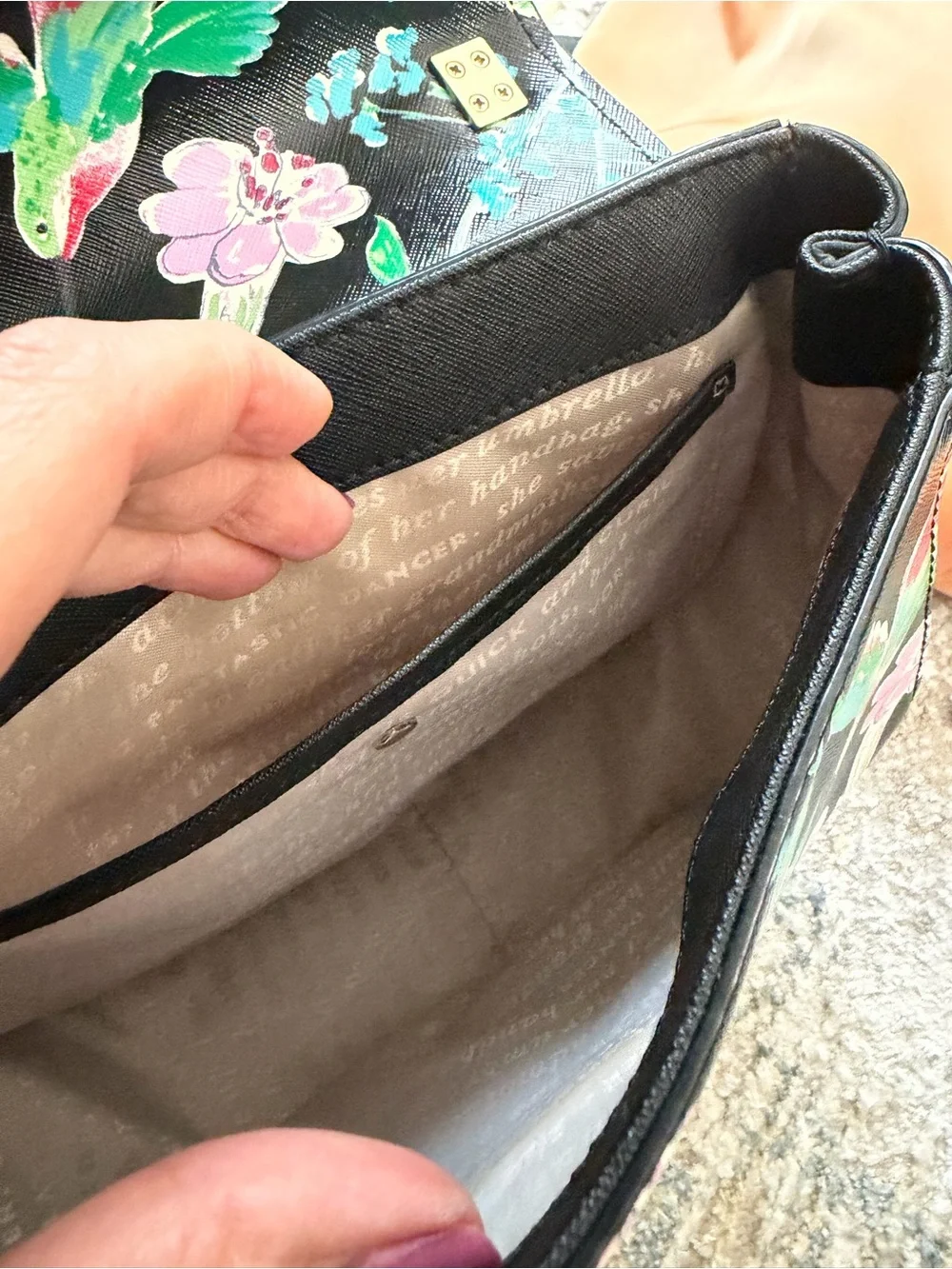 kate spade Black Floral & Bird Crossbody Bag
